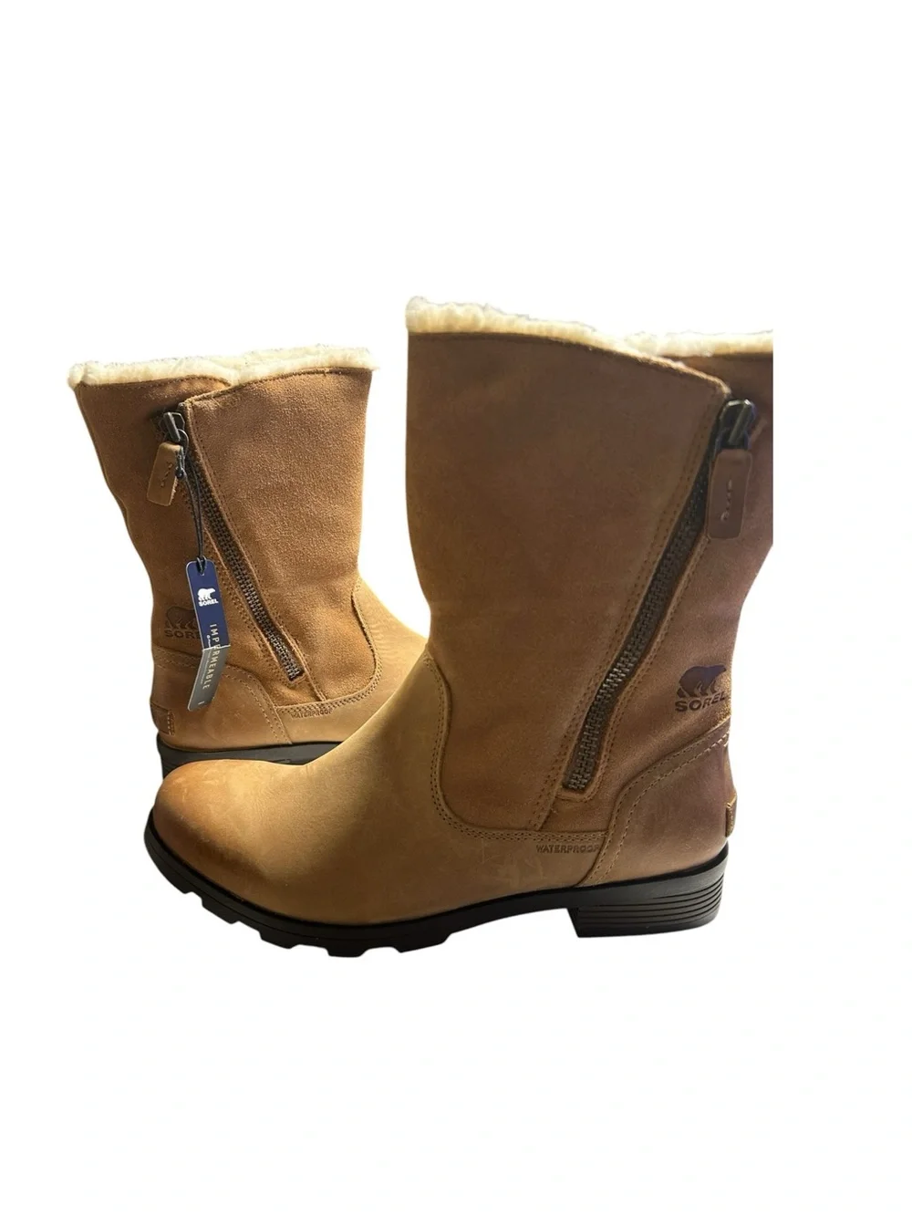 SOREL Emelie Fold Over Waterproof Boots NWT Camel Size 8.5 Cabin Core Gorp Core